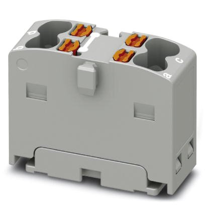 Phoenix Contact Finger-Safe Power Distribution Block; PTFIX 4X1.5 GY; 17.5A; 4-Pole; Push-In Terminals; 1/1 Line/Load Terminal Openings; Direct Mount